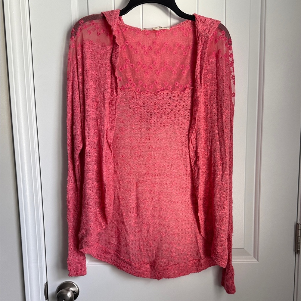 Chic Coral Lace Women's Blouse